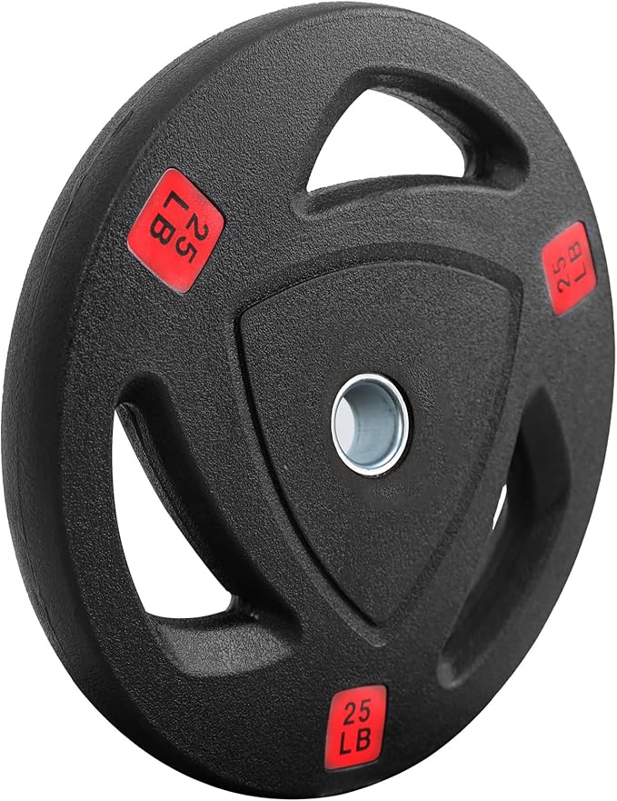 Signature Fitness Vinyl Coated Cast Iron Plate Weight Plate for Strength Training and Weightlifting, Standard or Olympic, Multiple Sizes