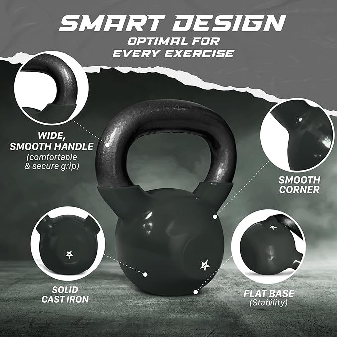 Yes4All 5-65lbs Kettlebells Vinyl Coated Cast Iron