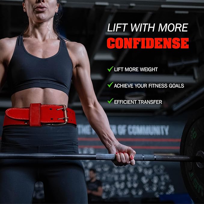 Zokani Thick Leather Weight Lifting Belt - 6MM 4-Inch Wide, 100% Leather 24" - 32", suede