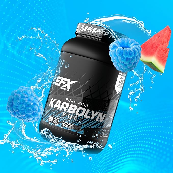 EFX Sports Karbolyn Fuel | Fast-Absorbing Carbohydrate Powder | Carb Load, Sustained Energy, Quick Recovery | Stimulant Free | 36 Servings (Blue Razz Watermelon)