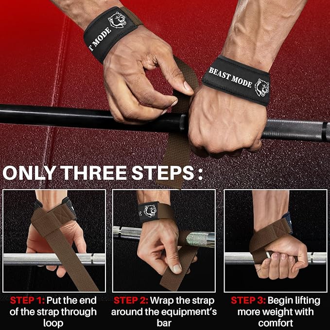 TECEUM Wrist Lifting Straps with Neoprene Padding Support – Heavy Duty Wrist Workout Straps For Men and Women – Ideal for Powerlifting, Strength Training, Bodybuilding