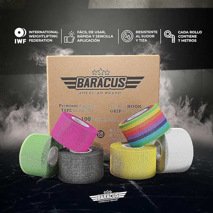 BARACUS Premium Thumb Tape Cross Training and Weightlifting for The Best Hook Grip - 23 ft Long - WOD Tape Chalk and Sweat Proof - Hook Grip Lifting Athletic Thumb Tape (Anthracite Black)