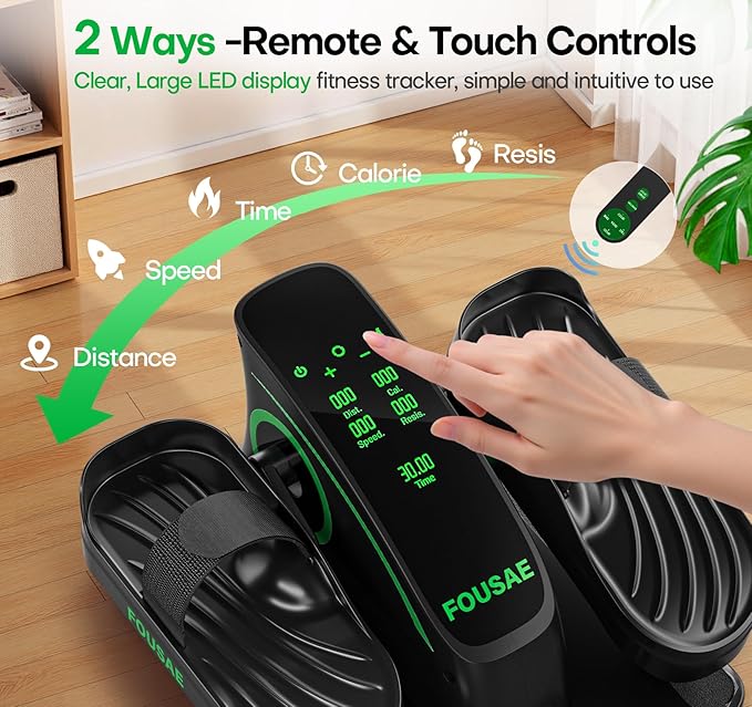 Under Desk Elliptical, Upgraded 6 Adjustable Resistance &15 Speeds Leg Exerciser While Sitting for Seniors with Forward & Reverse Direction, Ellipse Leg Exerciser with Touch Screen and Remote Control