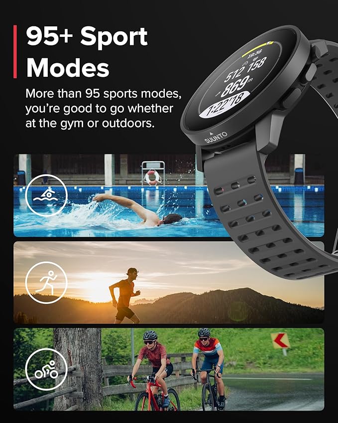 SUUNTO 9 Peak Pro GPS Sports Watch, Up to 30 Days Long Battery Life, 95+ Multisport Watch w/Training Workout Analysis,Advanced Health & Recovery Support, Wrist Heart-Rate Measurement, Black