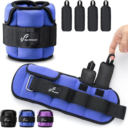 Sportneer Adjustable Ankle Weights for Women and Men：1 1 2 2 3 3 4 4 6 6 7 7 8 8 10 10 lbs