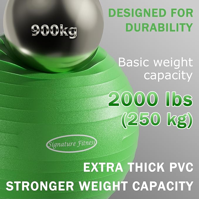 Anti-Burst and Slip Resistant Exercise Ball Yoga Ball 2,000-Pound Capacity,