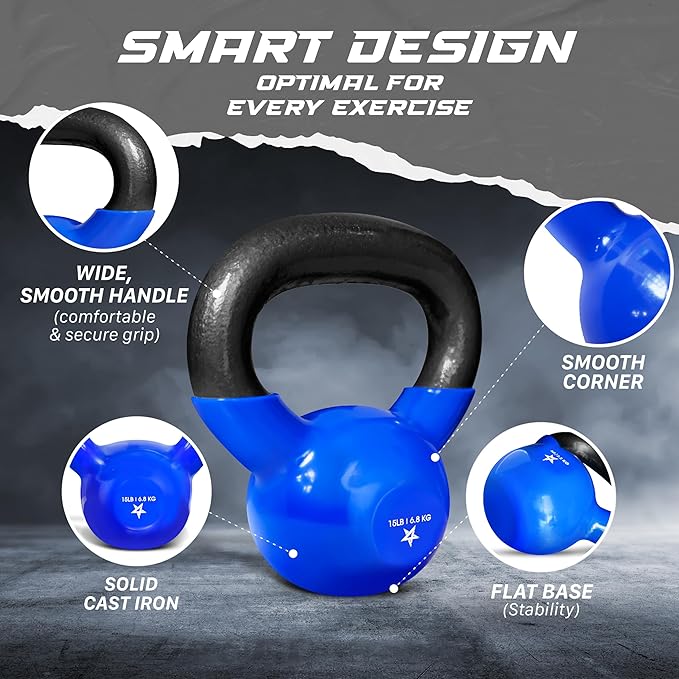 Yes4All 5-65lbs Kettlebells Vinyl Coated Cast Iron