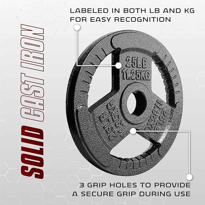 Yes4All Olympic Rubber Grip Plates for Barbell 2-Inch Weight