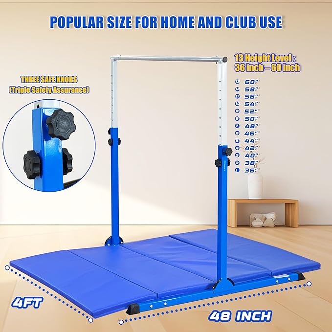 Gymnastic Bar for Kids Gymnastic Kip Bar Horizontal 3-15 Years