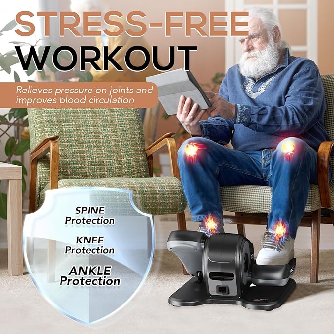 KeppiFitness Under Desk Elliptical Machine, Ellipse Leg Exerciser for Home Equipment, Mini Elliptical Machine for Seniors, Electric Seated Pedal Exerciser for Leg Exercise with Remote Control