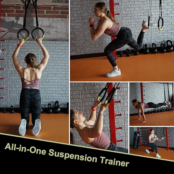 QUOLIX Gymnastic Rings with Adjustable Straps 1300lbs Exercise