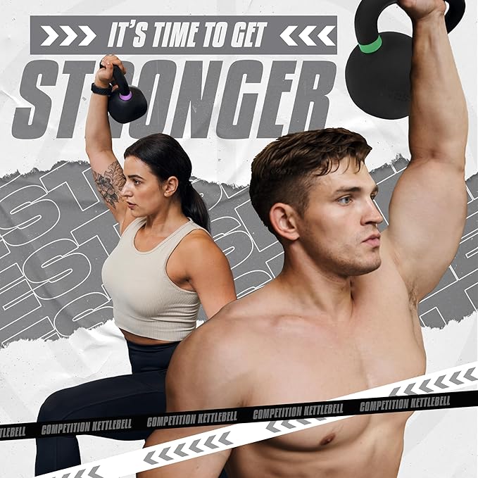 Yes4All Powder Coated Cast Iron Kettlebell Strength Training Kettlebells Weight Set for Full Body Workout, Home Gym