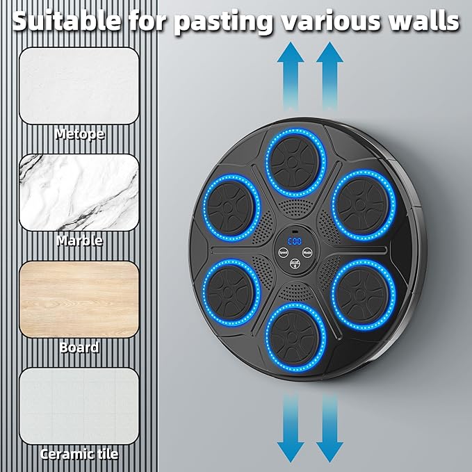 Music Punching Machine Boxing for Kids/Adults, 9 Modes & 9 Speeds Bluetooth Arcade Machine with Boxing Gloves, Large Size Wall Mounted Punching Boxing Equipment