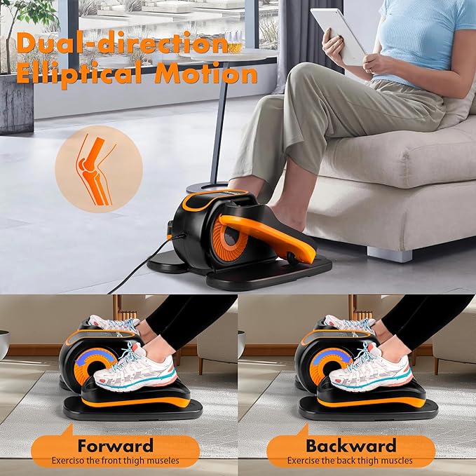 Zakle Ellipse Leg Exerciser as Seen on Tv for Seniors, Electric Under Desk Elliptical Machine w/Remote & 12 Speeds Level, Manual & Auto Mode, Quiet Seated Pedal Exerciser for Home Office