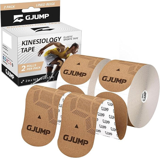 Kinesiology Tape, Original Cotton Elastic Athletic Tape for Muscle Strain Relief & Joint Support, 40 Count Precut Strips 2 Rolls, Waterproof & Breathable Sports Tape for Support and Recovery