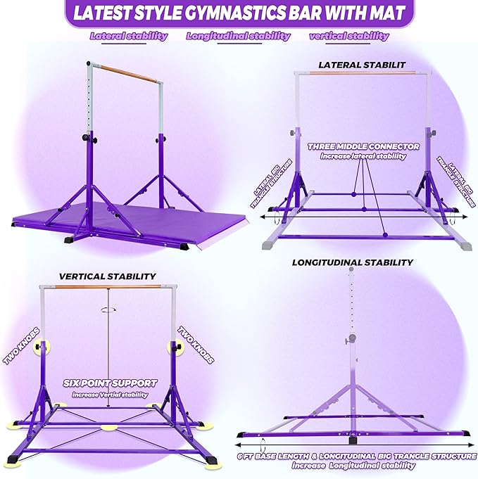 Gymnastic Bar For Kids and Teenage Ages 3-25 5 FT 6 FT 5 FT 6 FT