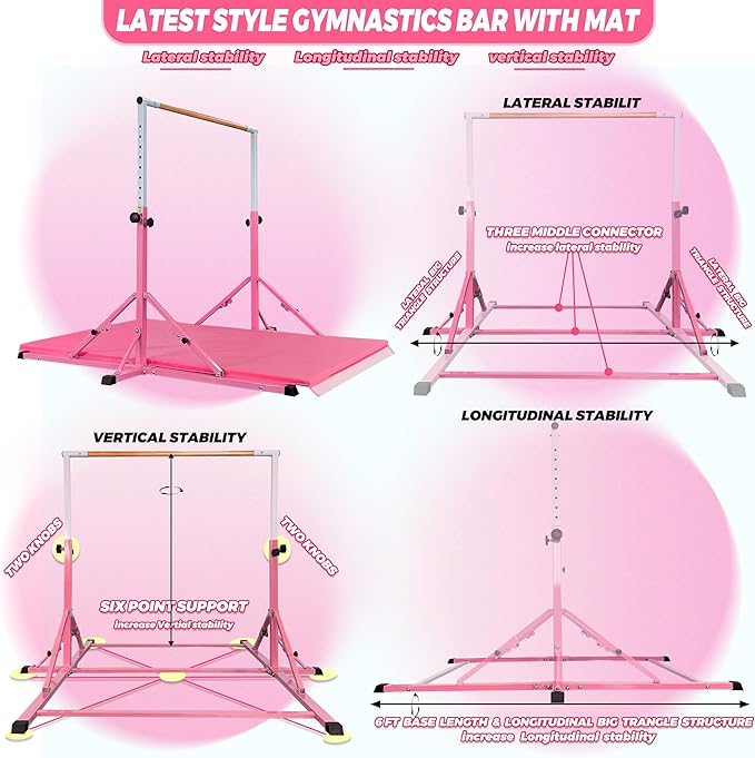Gymnastic Bar For Kids and Teenage Ages 3-25 5 FT 6 FT 5 FT 6 FT