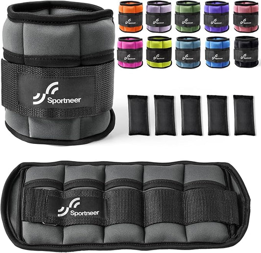 Sportneer Adjustable Ankle Weights 1 Pair 2 4 6 8 8 10 10 Lbs Jogging,1-5 lbs 1 Pair 2-10 lbs