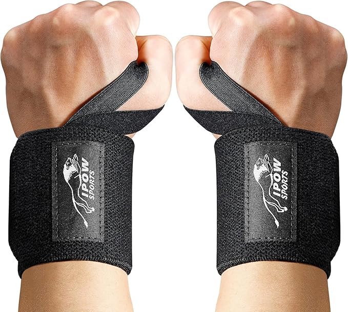 IPOW 18'' Professional Wrist Wraps for Weightlifting 2 Pack(IPF Approved), Heavy Duty Gym Wrist Straps for Working Out, Weight Lifting Wrist Brace for Men & Women, Wrist Support with Thumb Loop