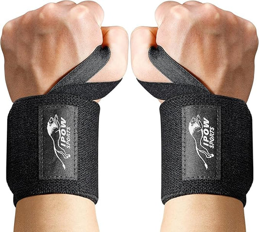 IPOW 18'' Professional Wrist Wraps for Weightlifting 2 Pack(IPF Approved), Heavy Duty Gym Wrist Straps for Working Out, Weight Lifting Wrist Brace for Men & Women, Wrist Support with Thumb Loop