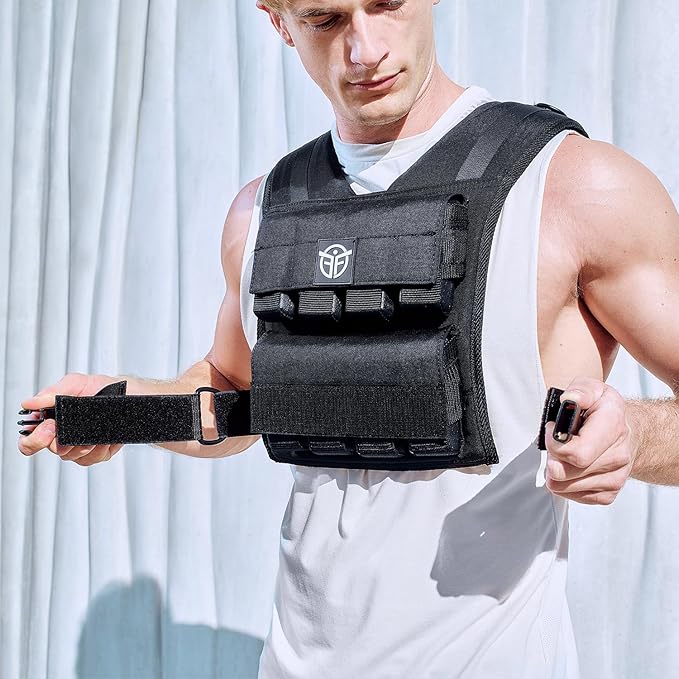 Weighted Vest - 40 lb Adjustable Weight Vest for Men & Women - Ideal for Crossfit, Calisthenics, Running & Walking - Comfortable, Durable, Breathable - Includes Removable Weights
