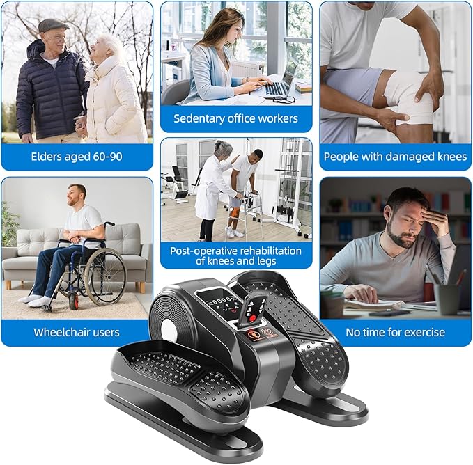 Under Desk Elliptical Exercise Machine with Remote Control & 12 Speeds, Quiet Elliptical Machine for Home Use, Ellipse Leg Exerciser as Seen on TV, Electric Leg Exerciser While Sitting for Seniors