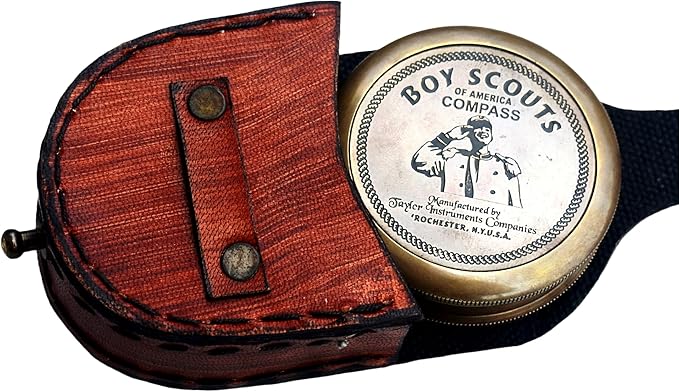 Directional Boy Scout Compass With Antique Leather Case
