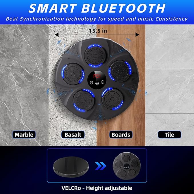 Music Boxing Machine with Boxing Gloves, Wall Mounted Intelligent Bluetooth Music Boxing Trainer, Home, Office and Gym Indoor Electronic Boxing Target Training Punching Equipment with Glove