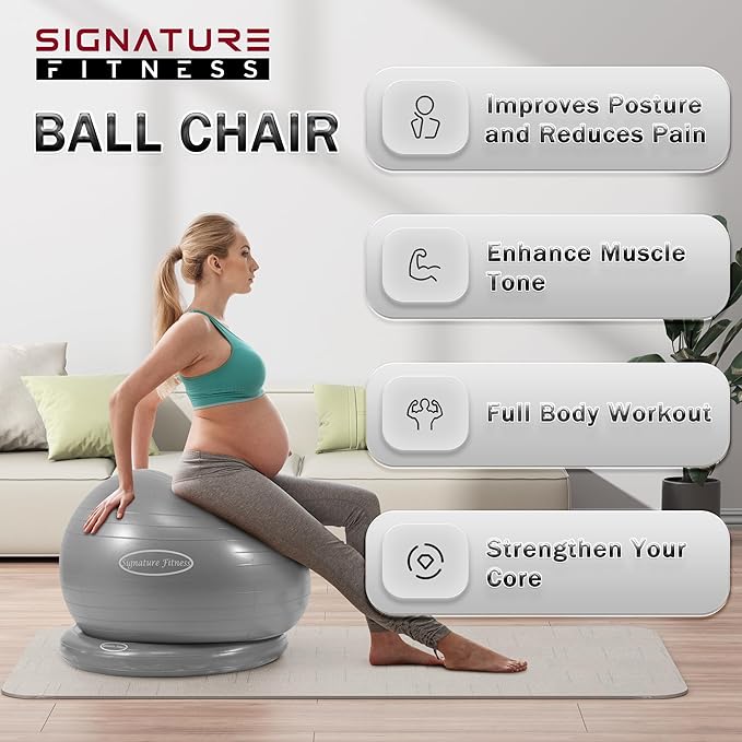 Anti-Burst and Slip Resistant Exercise Ball Yoga Ball 2,000-Pound Capacity,