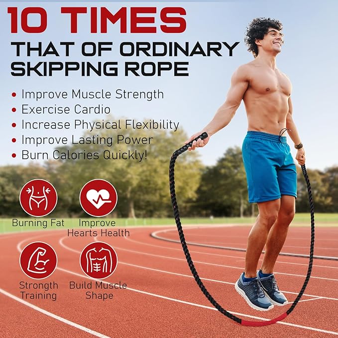 Jump Rope, 3lb 4lb 5lb Weighted Jump Rope 9.8ft Heavy