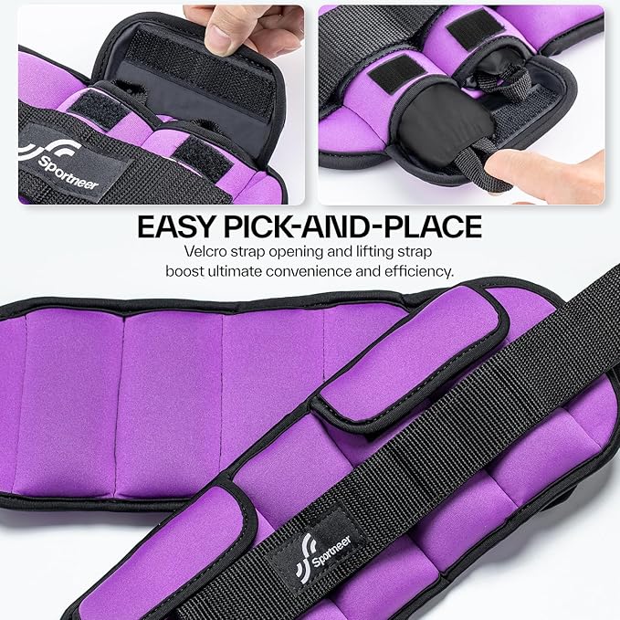 Sportneer Adjustable Ankle Weights for Women and Men：1 1 2 2 3 3 4 4 6 6 7 7 8 8 10 10 lbs
