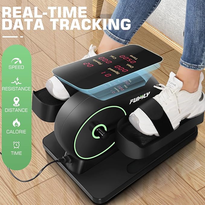 FUNMILY Under Desk Elliptical, Ellipse Leg Exerciser While Sitting for Seniors with Display Monitor, Portable Seated Pedal Exerciser with Remote Control for Home Office Use Fully Assembled