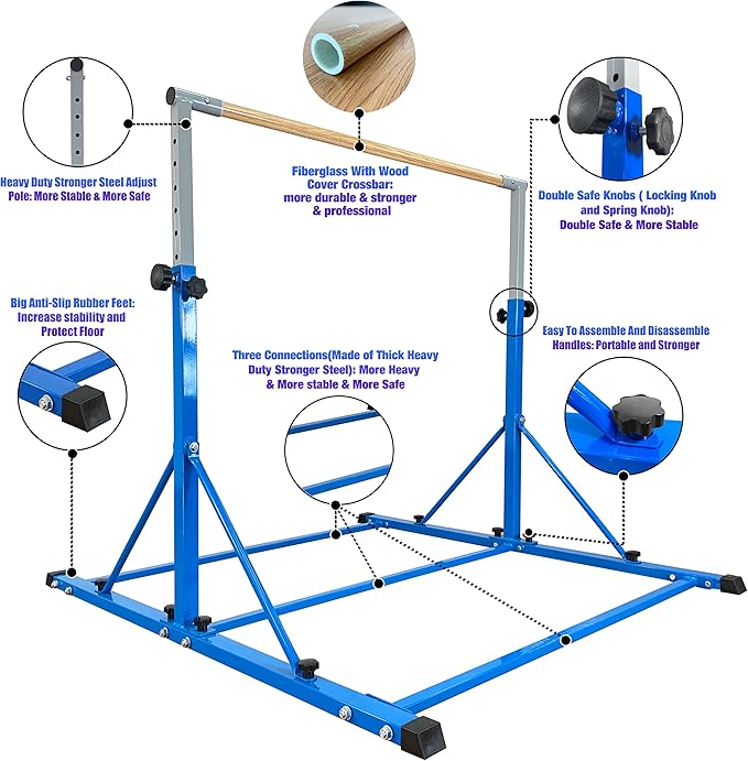 Gymnastic Bar For Kids and Teenage Ages 3-25 5 FT 6 FT 5 FT 6 FT