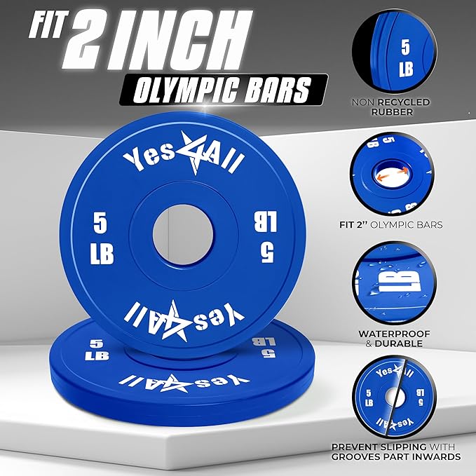 Yes4All Fractional Weight Plates Set of 6 1.25LB 2.5LB 2.5LB 5LB 5LB Pair
