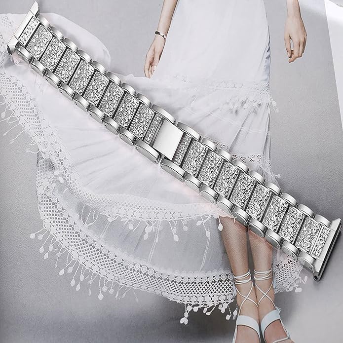 Compatible with Sanorum Smart Watches Band, 20mm, 22mm Women Jewelry Bling Diamond Metal Dressy Strap Adjustable Replacement Strap Accessories Sports Band for Men Women Compatible for HaSaKei G53, Compatible with Sanorum G53, G56