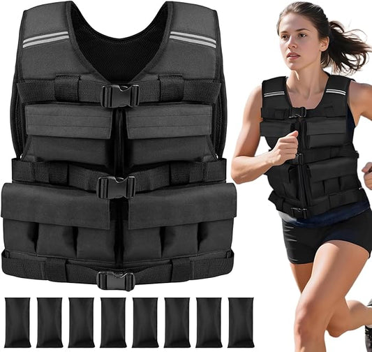 Weighted Vest for Men Woman 18lbs | 30lbs | 40lbs - With Shoulder Pads, Adjustable Weight Vest For Walking, Rucking, Cross Training, Running, Muscle Building - Breathable, Comfortable, Washable