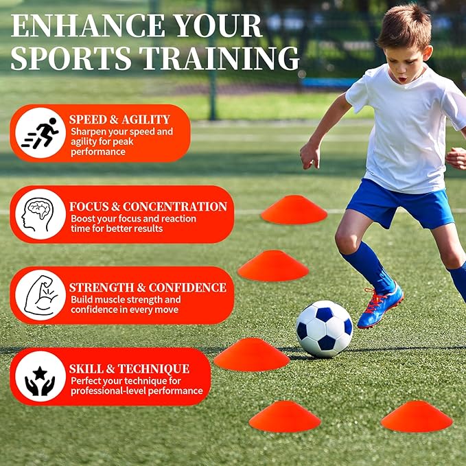 Football Goalie Cones Set with Carrying Bag 25 Pieces,