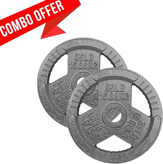 Yes4All Olympic Rubber Grip Plates for Barbell 2-Inch Weight