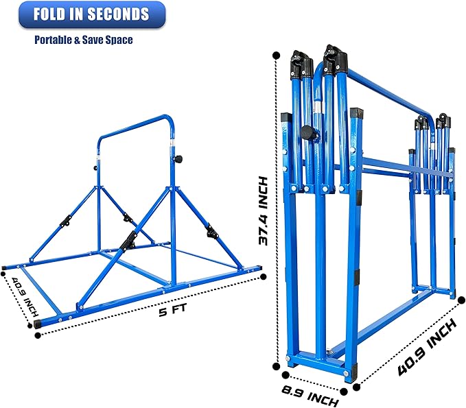 Upgrade Foldable Gymnastic Bar with Mat for Kids 3-12, 200 200 lbs