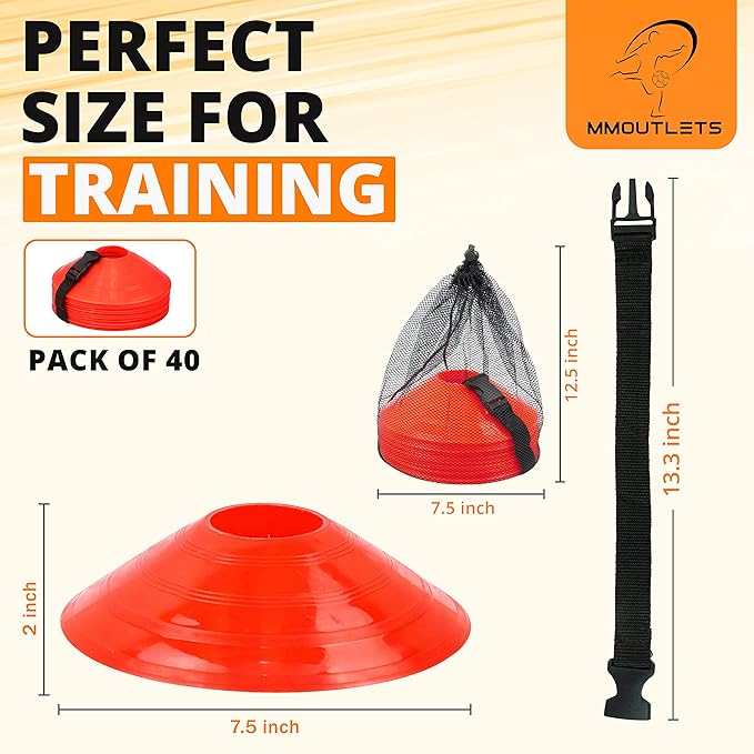 Soccer Cones for Drills with Mesh Bag & Strap-Flexible