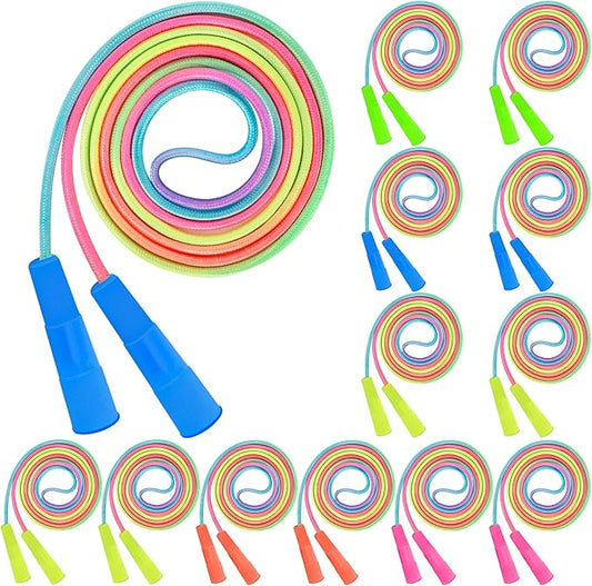 Kids Jump Rope, Colorful Gradient Nylon Skipping Ropes for Children, 7.55FT Adjustable Length, Plastic Handles, Lightweight Jumping Ropes for Schools, Events, and Family Fun