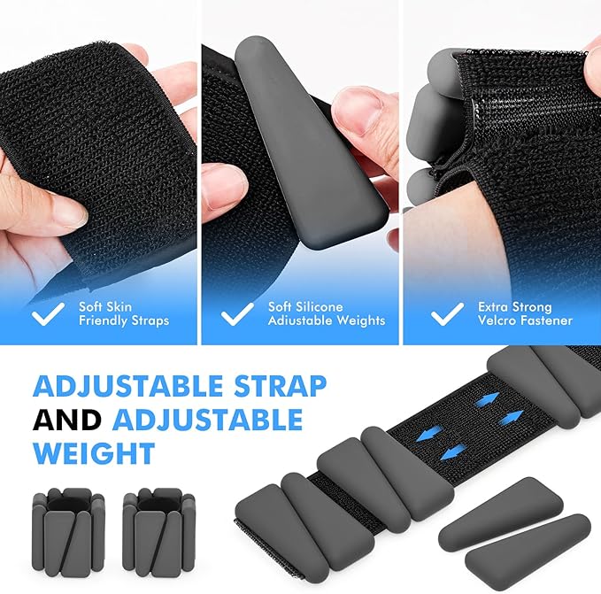 Wrist Weights, Ankle Weights for Women Men, Adjustable 2 (1LB (1LB Each)