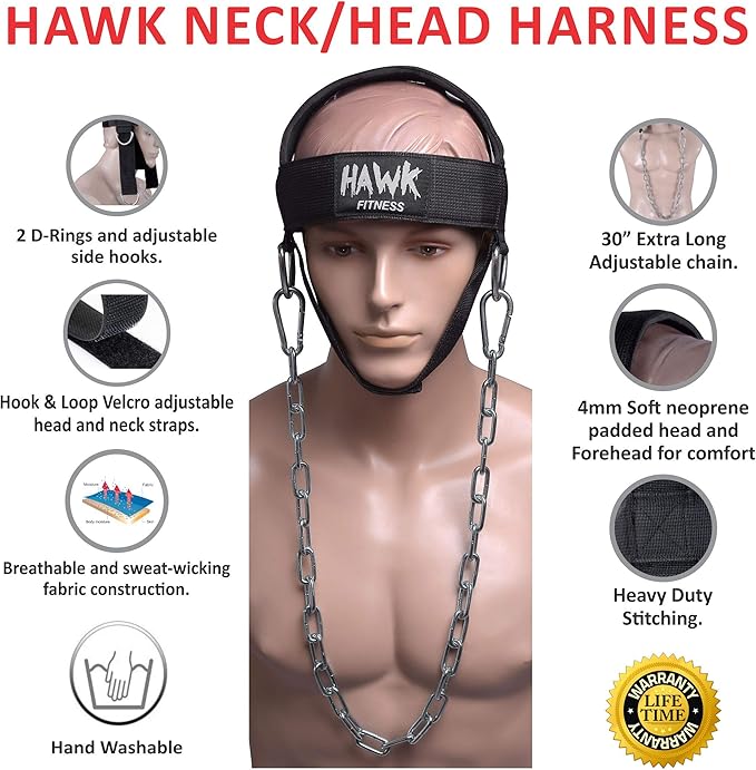 Neck Harness for Men and Women with Adjustable 30" Steel 150 lbs.,