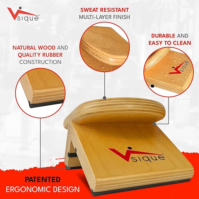 The Vsique Push Up Trainer for Proper Form - Wooden Ergonomic Push Up Grips Reduce Wrist, Joint Strain & Discomfort - Wrist-Friendly Design for All Fitness Levels - Push Up Grips for Floors & Counters