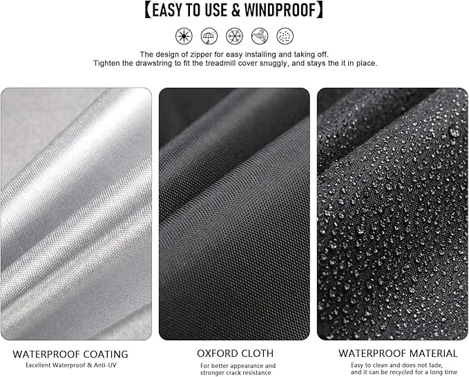 Treadmill Cover for Non-Folding Home Treadmill with Zipper and Drawstring