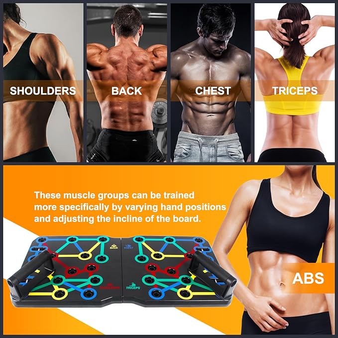 AERLANG Push Up Board, Portable Multi-Function Foldable 10 in 1 Push Up Bar, Push up Handles for Floor,Professional Push Up Strength Training Equipment