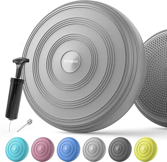 Inflated Wobble Cushion,Dyna Disc,Circular Non-slip Texture for Comfortable Sitting,Wiggle Seat to Improve Posture, Fitness, Stability for Sensory Kids Adults,Balance Seat with Pump for Core Strength