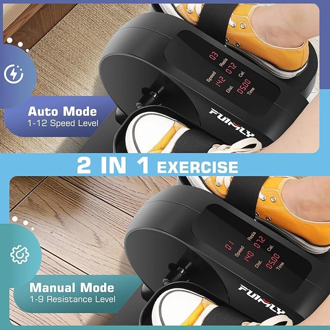 FUNMILY Under Desk Elliptical, Ellipse Leg Exerciser While Sitting for Seniors with Display Monitor, Portable Seated Pedal Exerciser with Remote Control for Home Office Use Fully Assembled