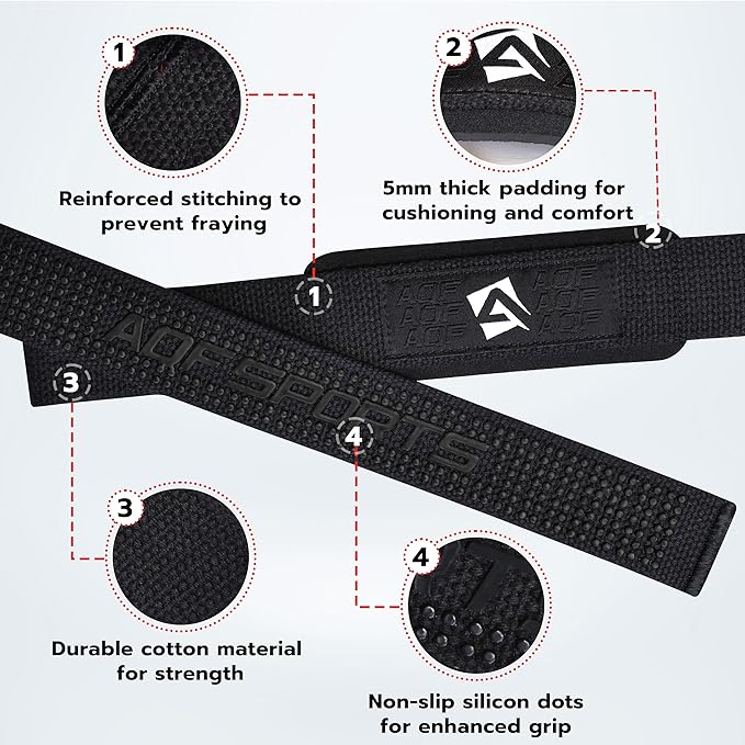 Lifting Wrist Straps for Weightlifting, Powerlifting & Deadlifts – 23” Neoprene Padded Cotton Straps for Strength Training & Gym Workouts - Maximum Grip Support for Men & Women