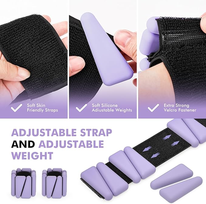 Wrist Weights, Ankle Weights for Women Men, Adjustable 2 (1LB (1LB Each)